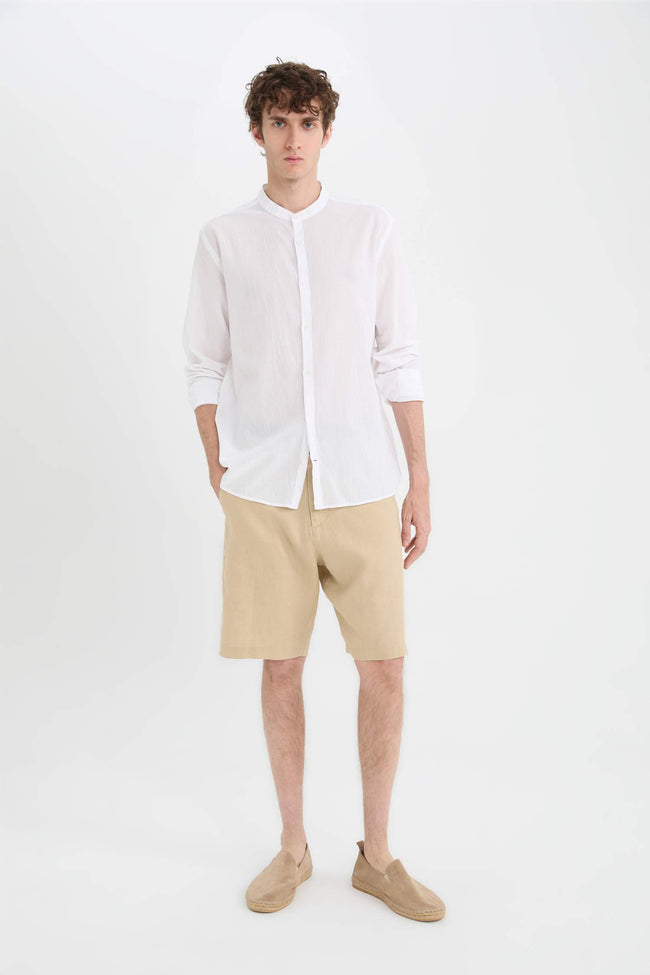 Regular Fit Summer Linen Bermuda Shorts Main Image