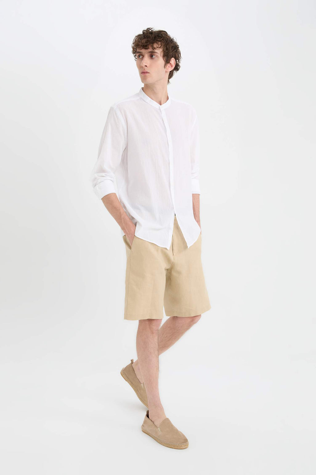 Regular Fit Summer Linen Bermuda Shorts