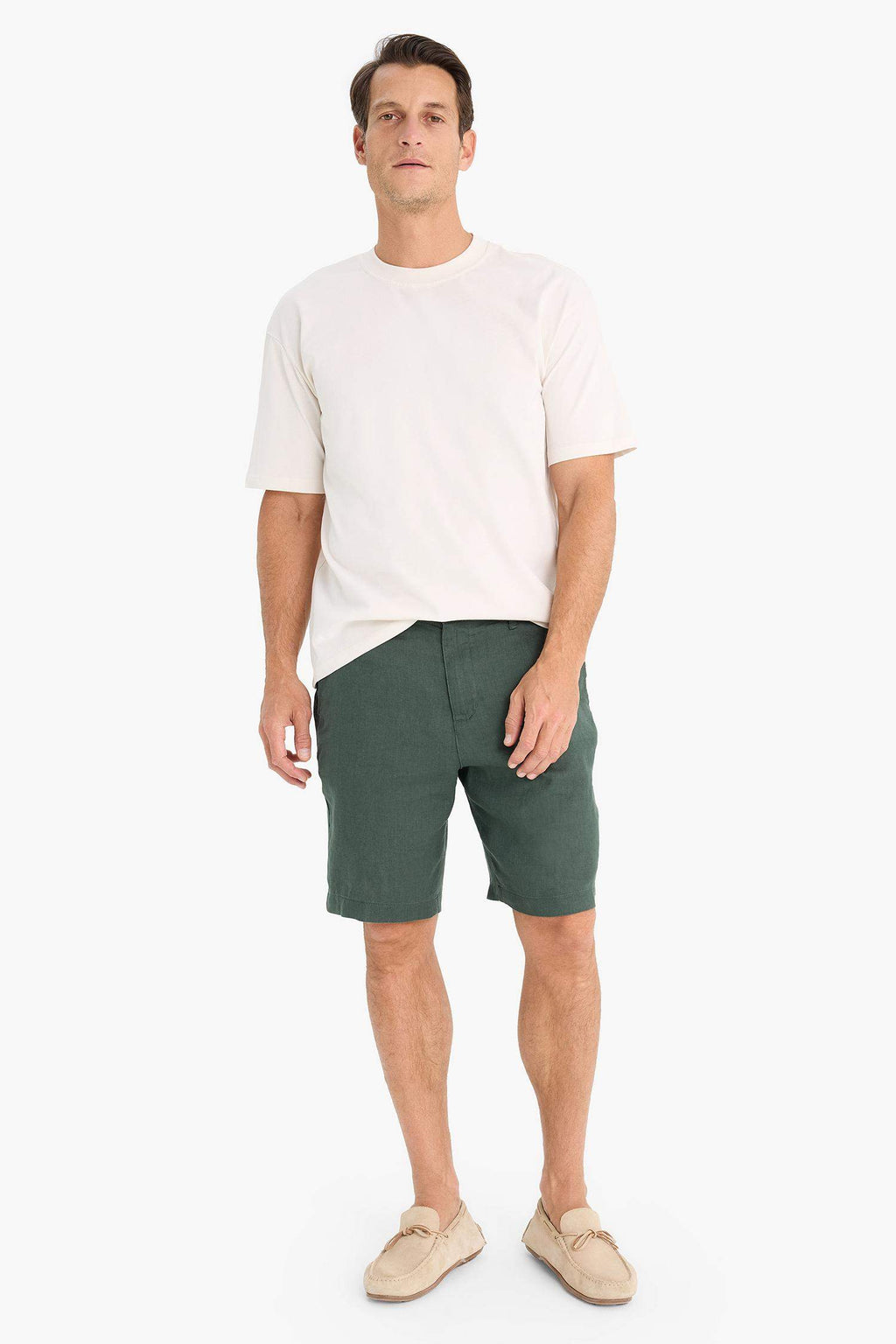 Regular Fit Summer Linen Bermuda Shorts