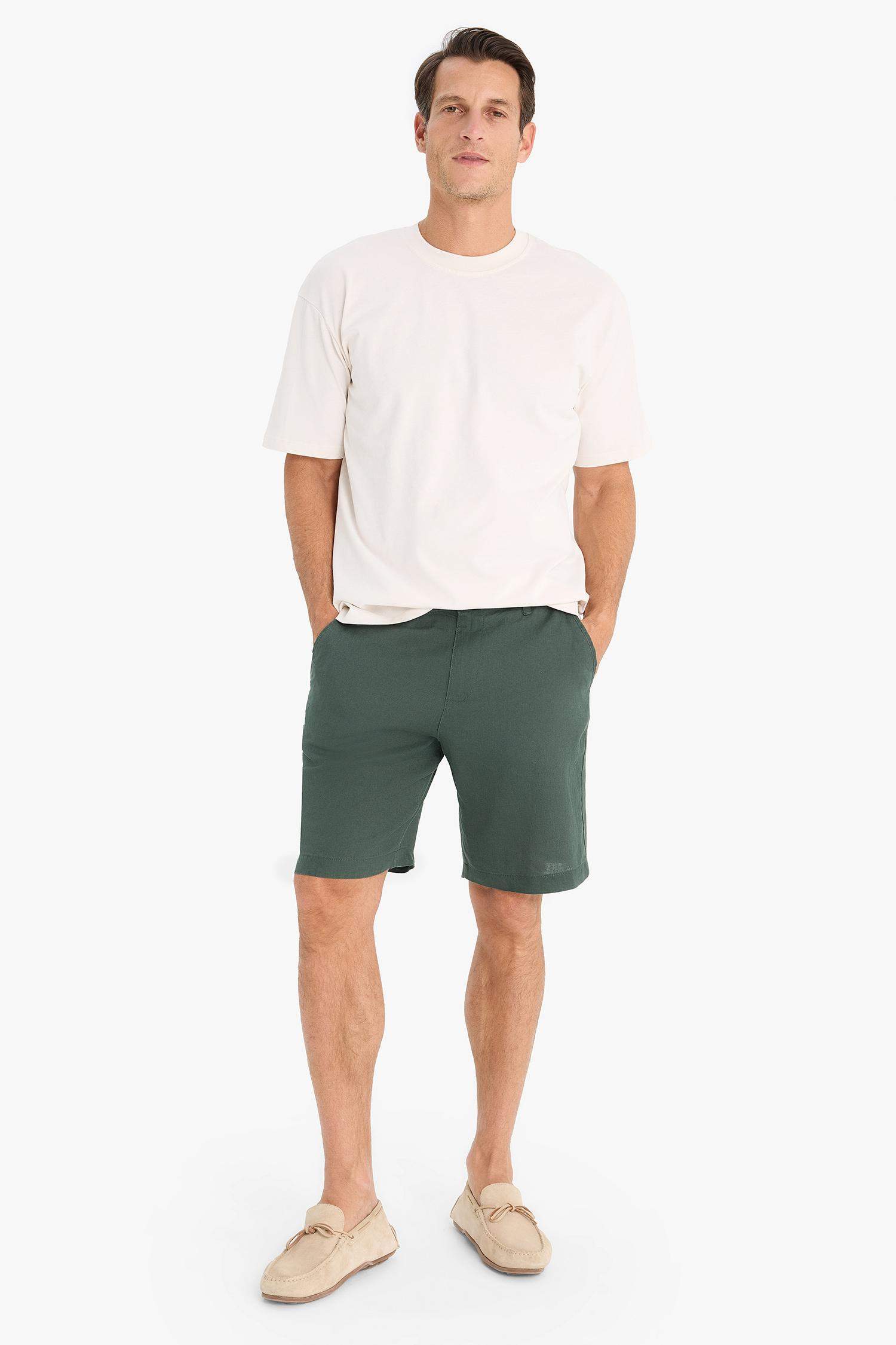 Regular Fit Summer Linen Bermuda Shorts