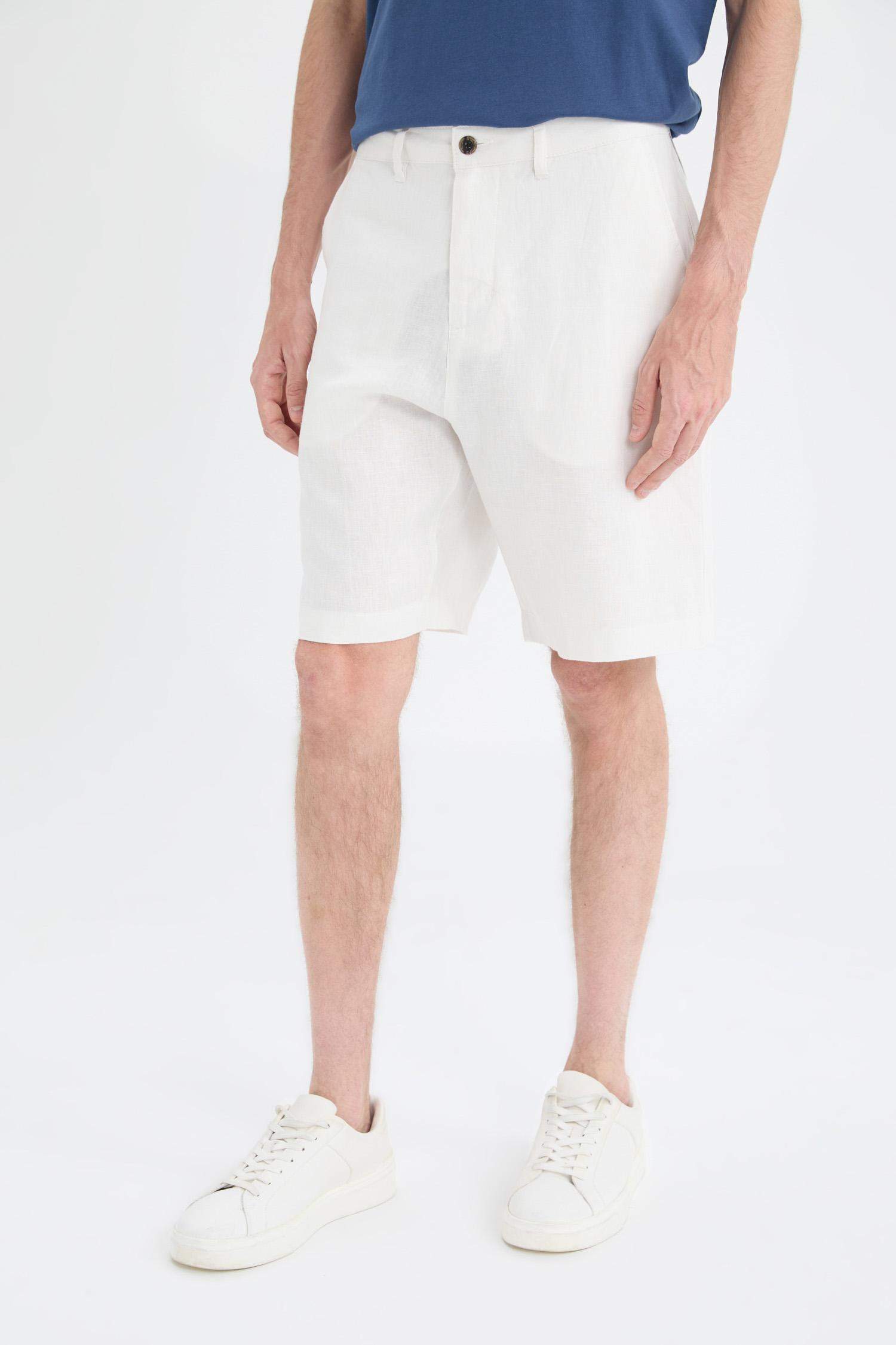 Regular Fit Summer Linen Bermuda Shorts