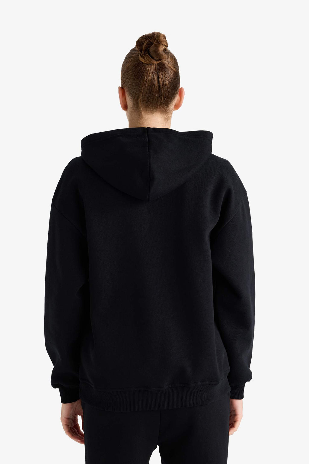 Relax Fit Hooded Basic Plain Thick Sweatshirt