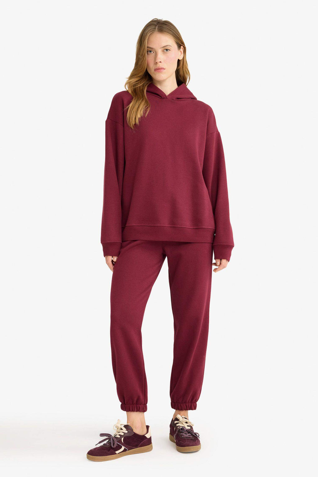 Relax Fit Hooded Basic Plain Thick Sweatshirt