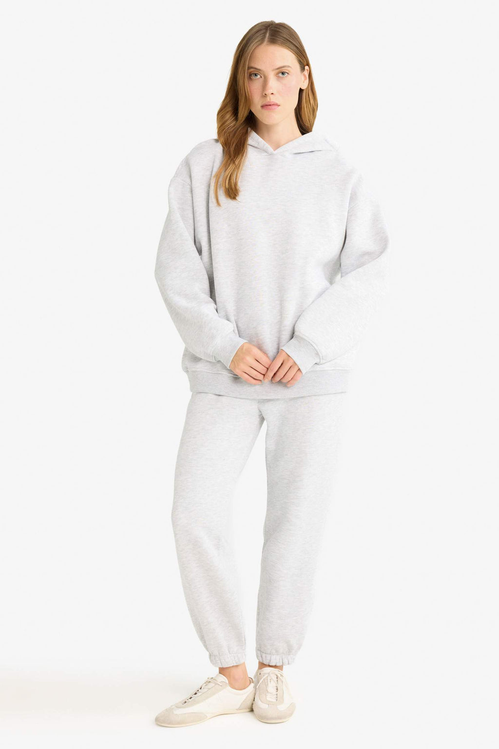 Relax Fit Hooded Basic Plain Thick Sweatshirt