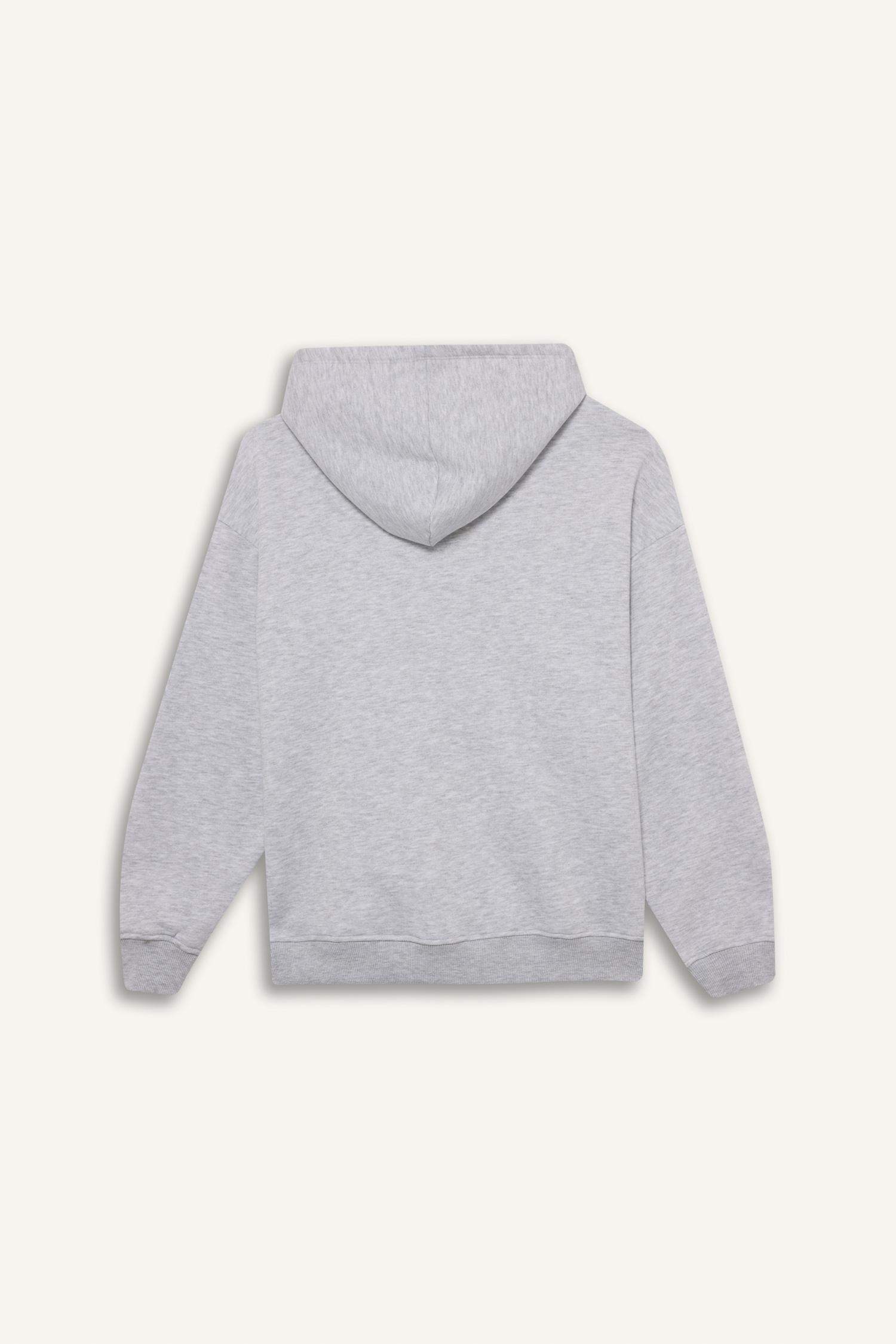 Relax Fit Hooded Basic Plain Thick Sweatshirt