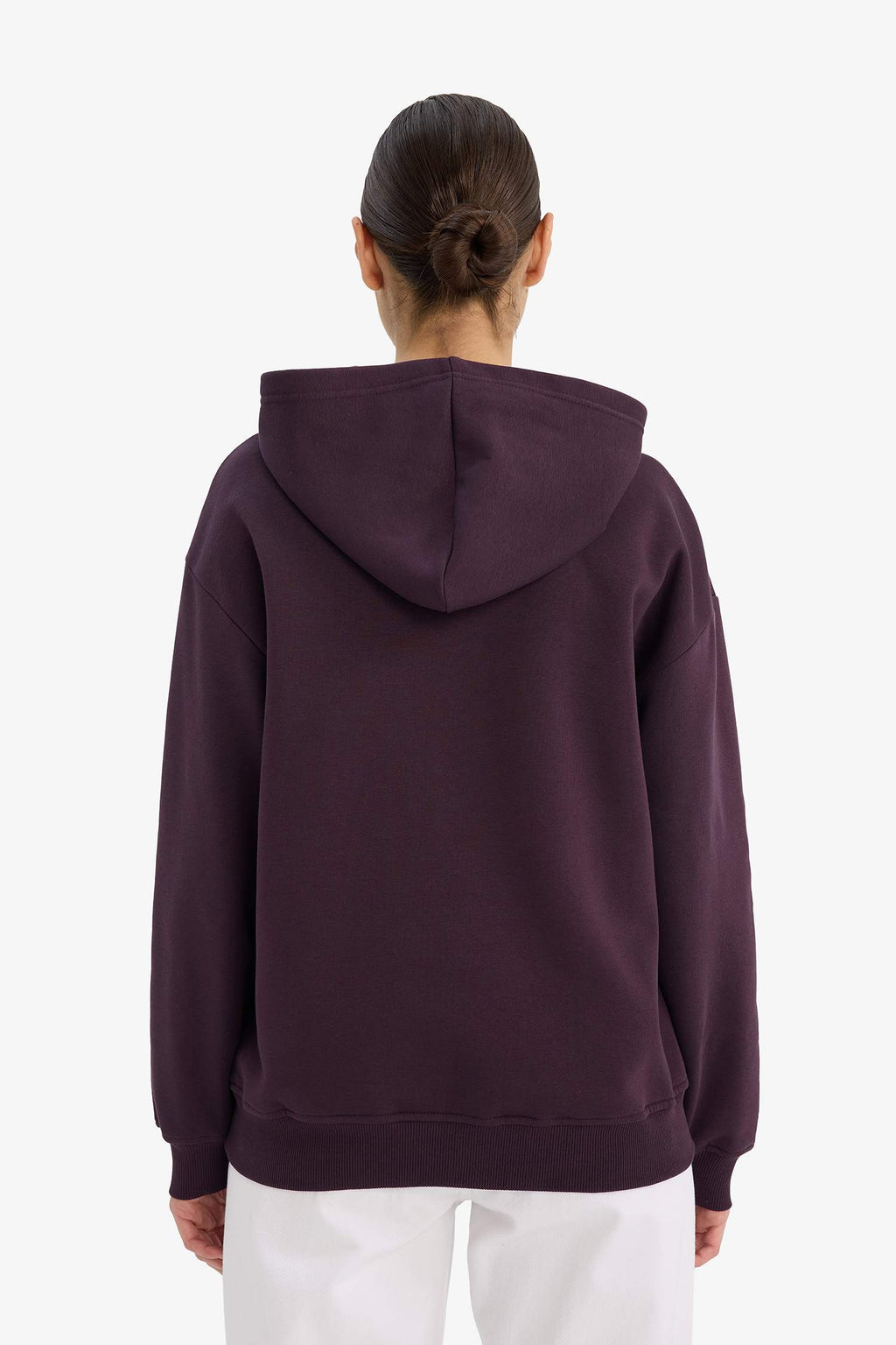 Relax Fit Hooded Basic Plain Thick Sweatshirt