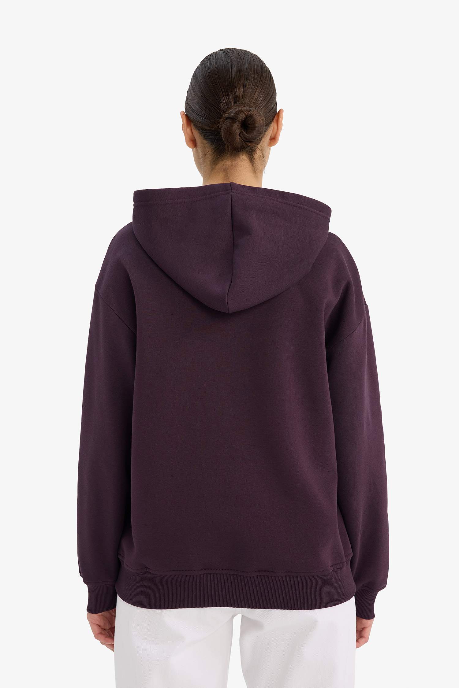 Relax Fit Hooded Basic Plain Thick Sweatshirt