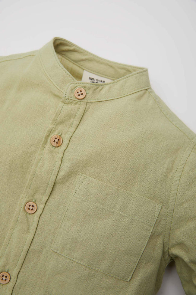 Baby Boy Shirt Collar Flam Poplin Long Sleeve Shirt Main Image