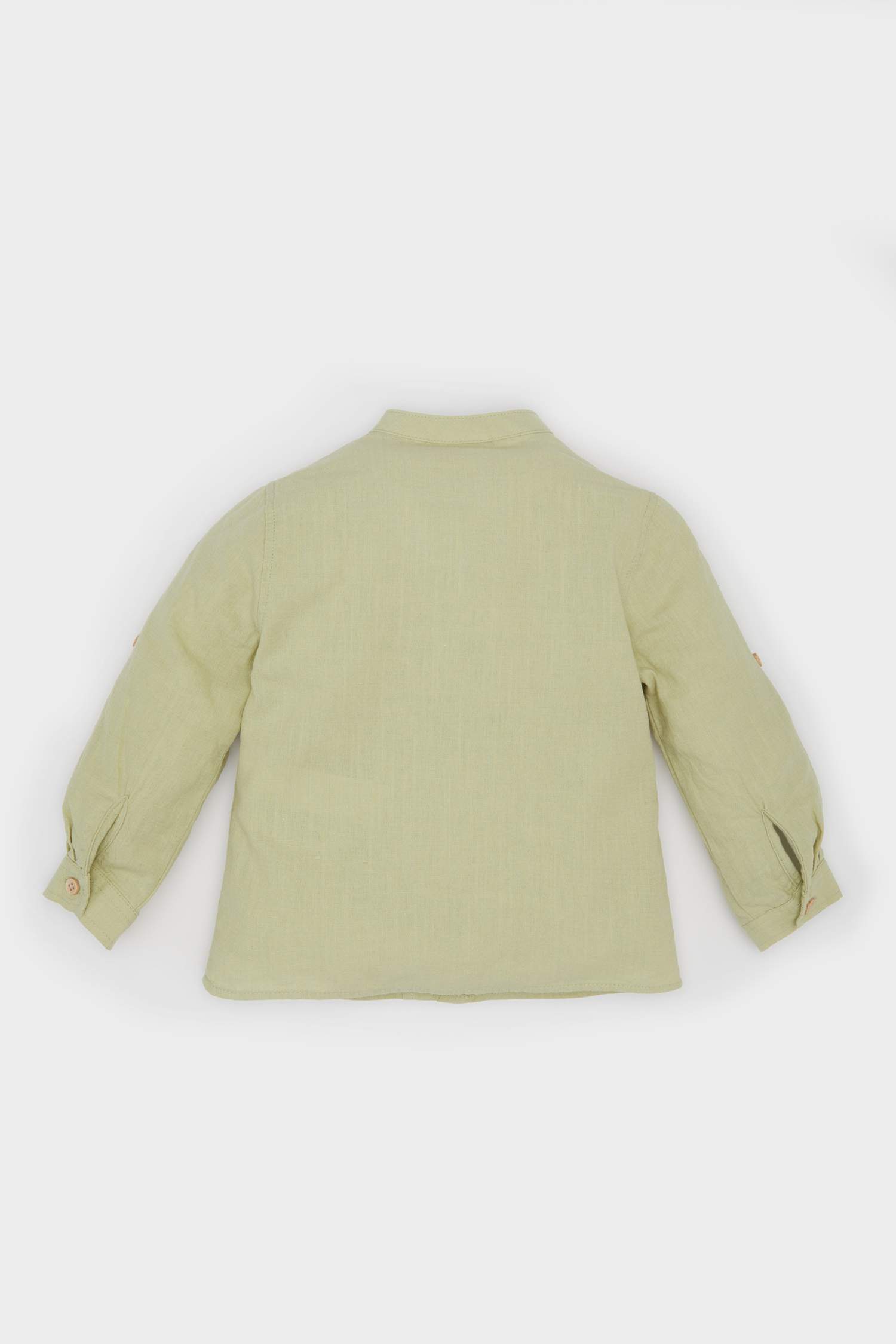 Baby Boy Shirt Collar Flam Poplin Long Sleeve Shirt