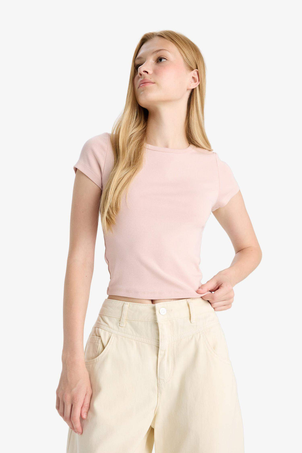 Cool Fitted Crew Neck Rib Short Sleeve T-Shirt