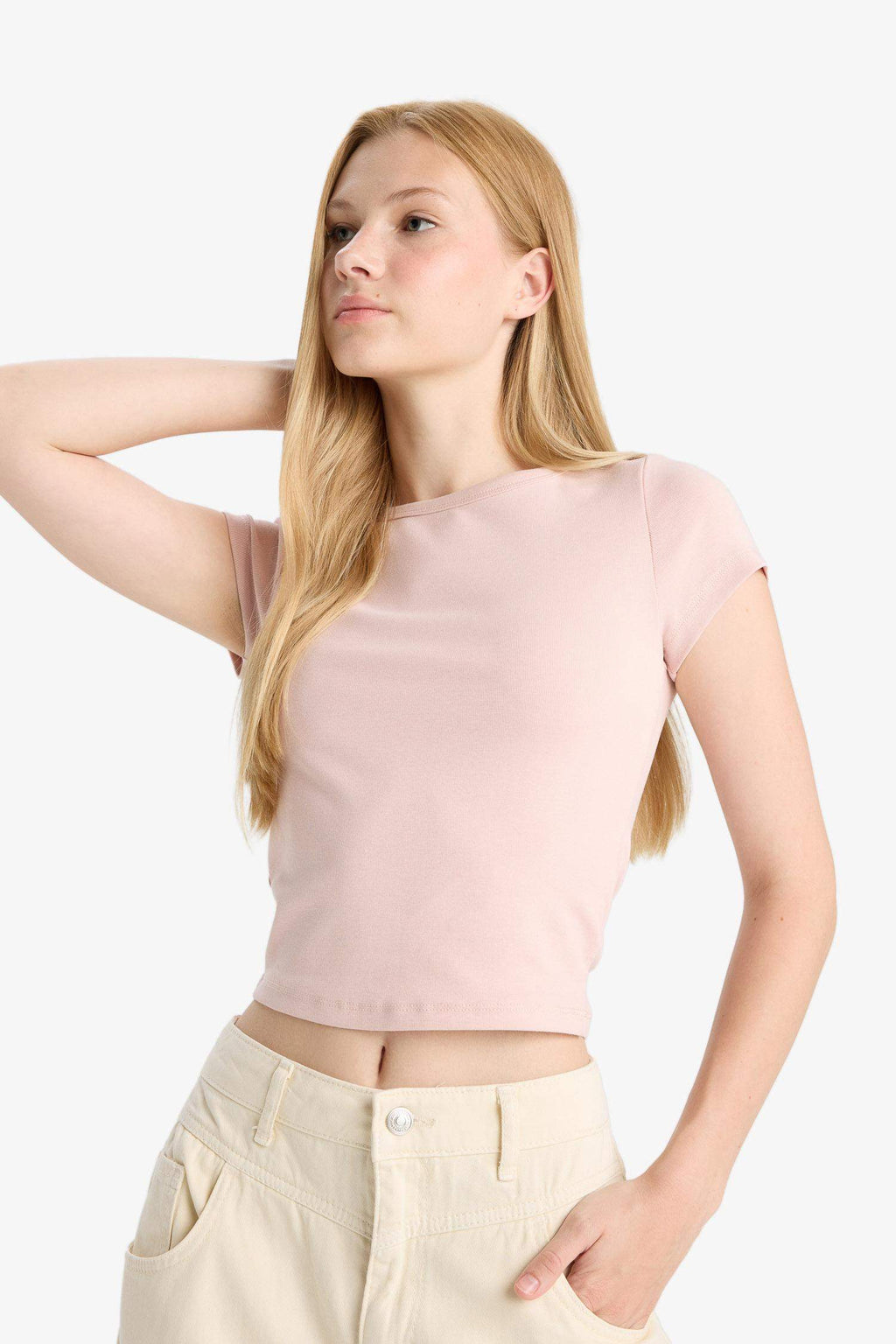 Cool Fitted Crew Neck Rib Short Sleeve T-Shirt