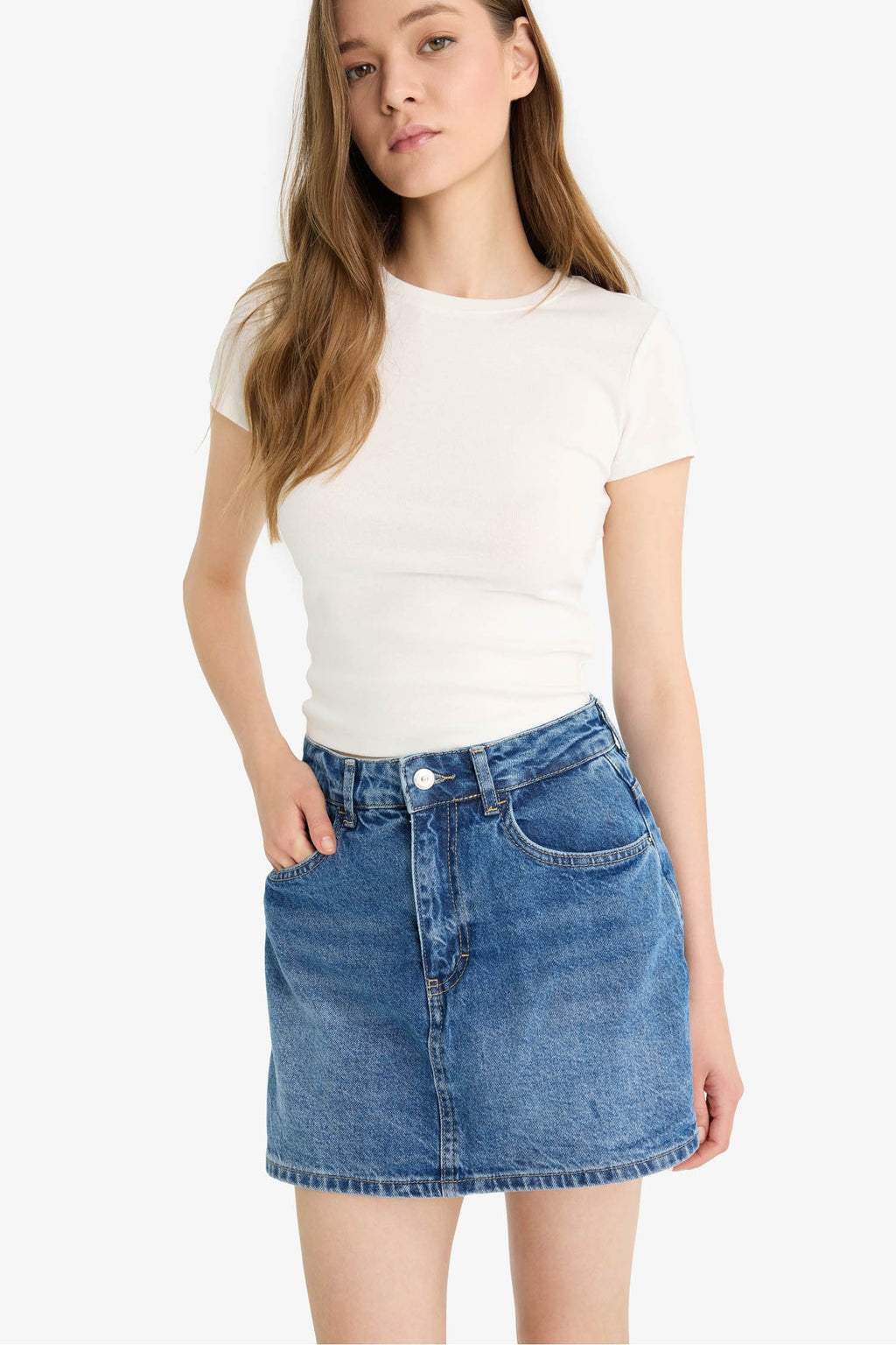 Cool Fitted Crew Neck Rib Short Sleeve T-Shirt