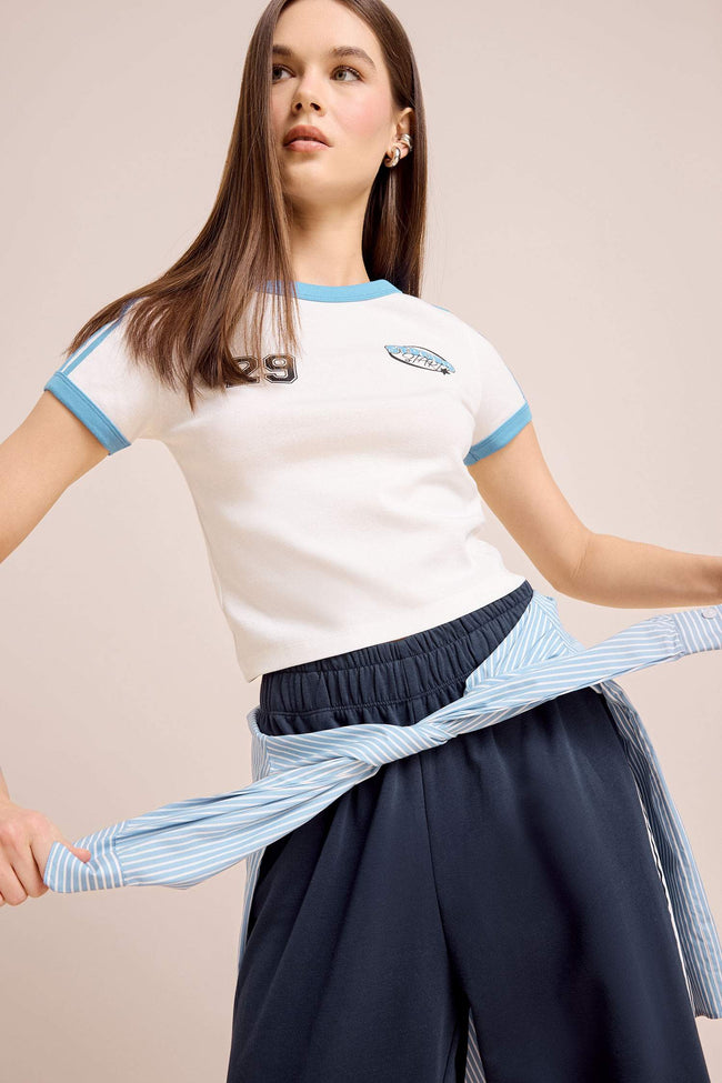 Slim Fit Printed Ribana Short Sleeve T-Shirt Hover Image