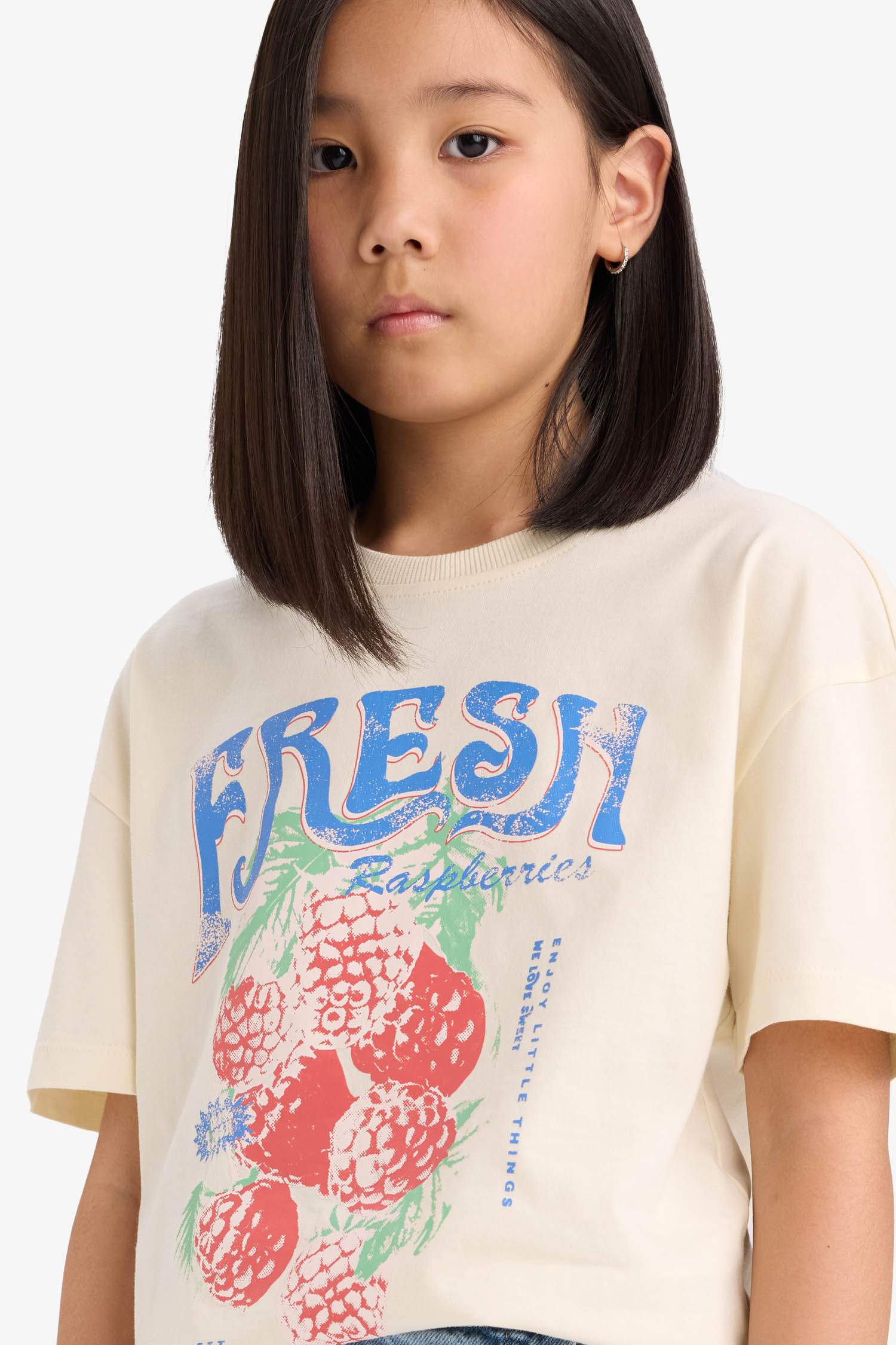 Girl Relax Fit Crew Neck Printed Short Sleeve T-Shirt