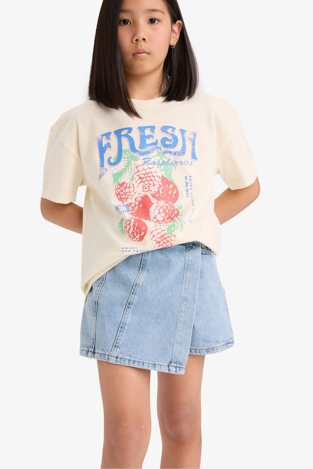 Girl Relax Fit Crew Neck Printed Short Sleeve T-Shirt