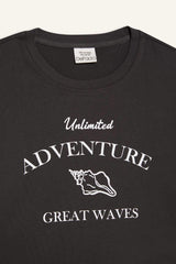 Girls Crop Crew Neck Printed Short Sleeve T-Shirt