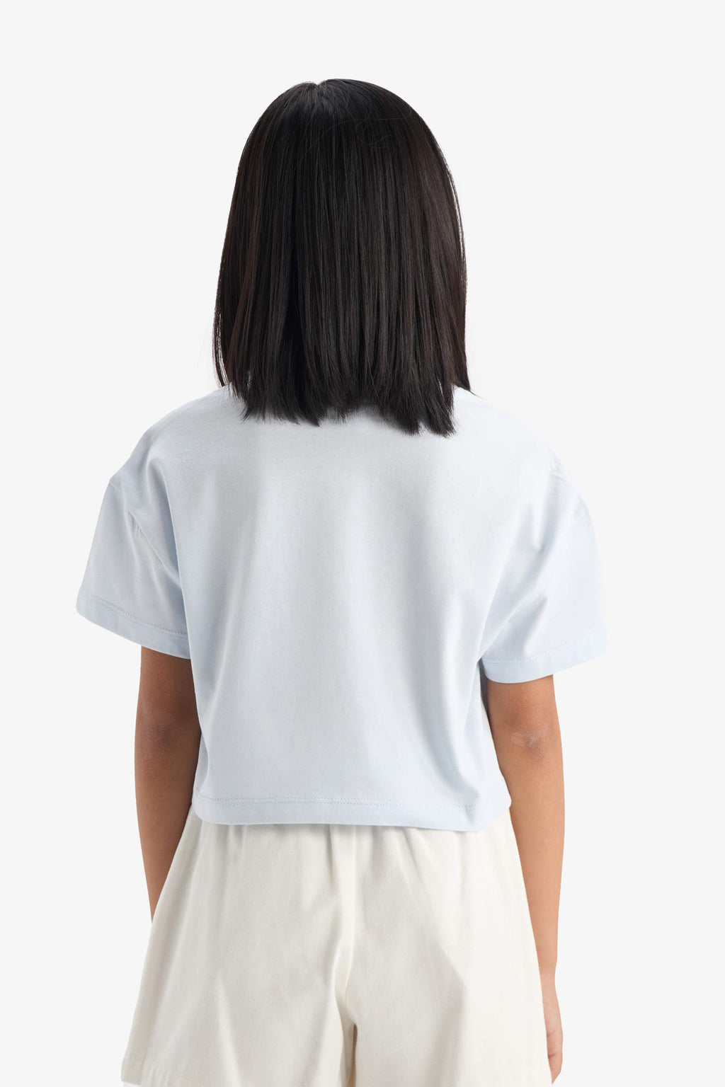 Girls Crop Crew Neck Printed Short Sleeve T-Shirt