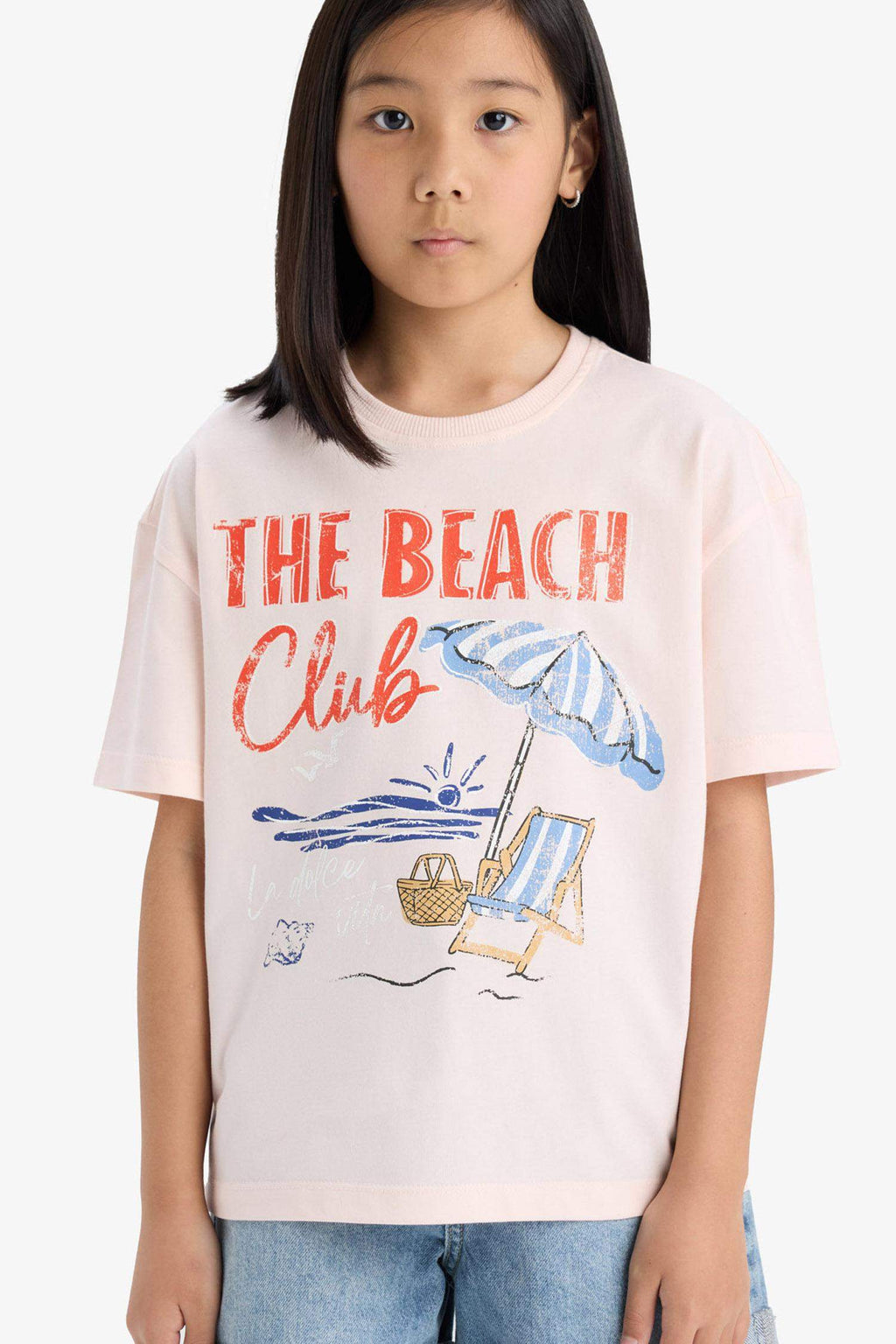 Girl Relax Fit Palm Printed Crew Neck Short Sleeve T-Shirt