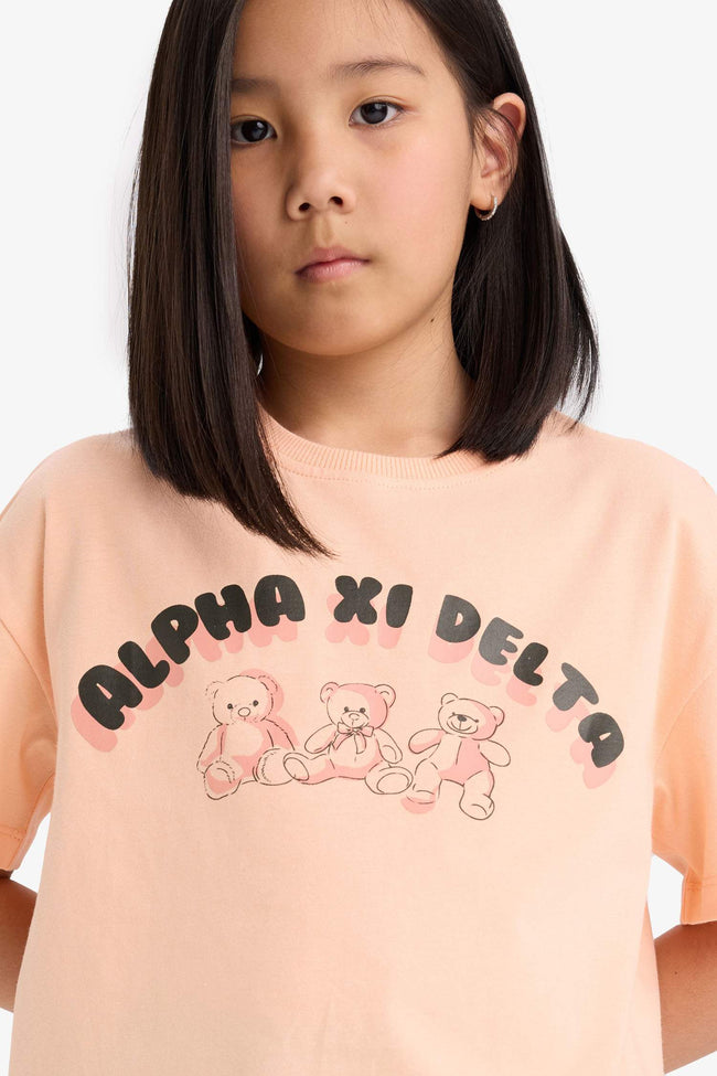 Girl Relax Fit Palm Printed Crew Neck Short Sleeve T-Shirt Main Image