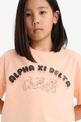 Girl Relax Fit Palm Printed Crew Neck Short Sleeve T-Shirt