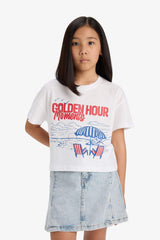 Girls Boxy Fit Crew Neck Printed Short Sleeve T-Shirt