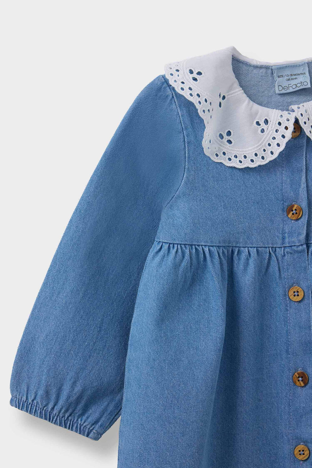 Baby Girl Embroidered Collar Long Sleeve Jean Dress