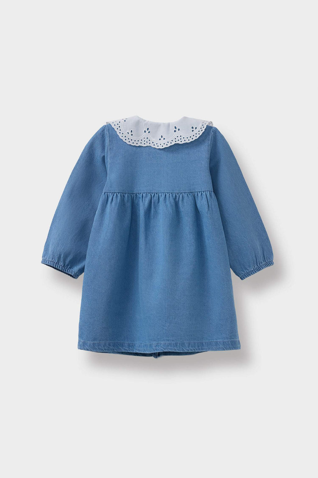 Baby Girl Embroidered Collar Long Sleeve Jean Dress