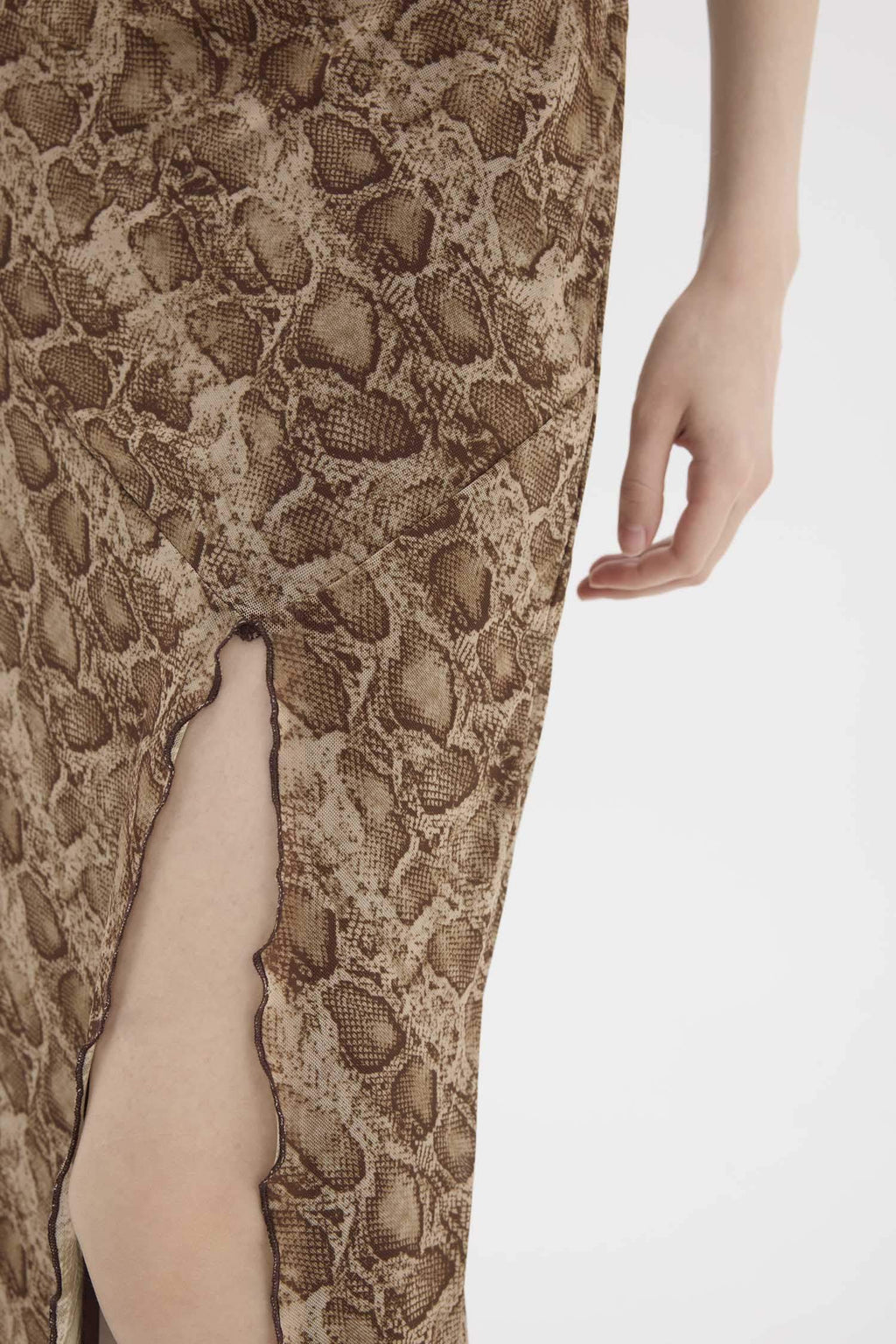 Strapless Animal Print Tulle Maxi Dress