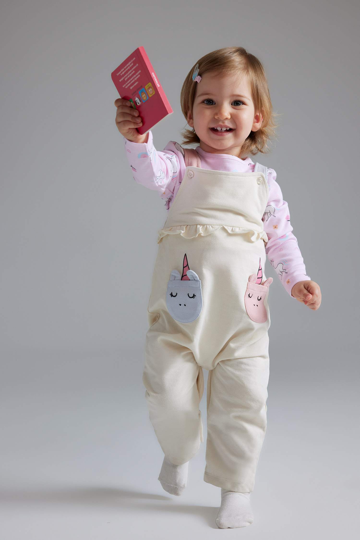 Girl Baby 2 Pcs Suit Unicorn Printed Sweatshirt Salopet Jumpsuit