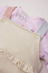Girl Baby 2 Pcs Suit Unicorn Printed Sweatshirt Salopet Jumpsuit