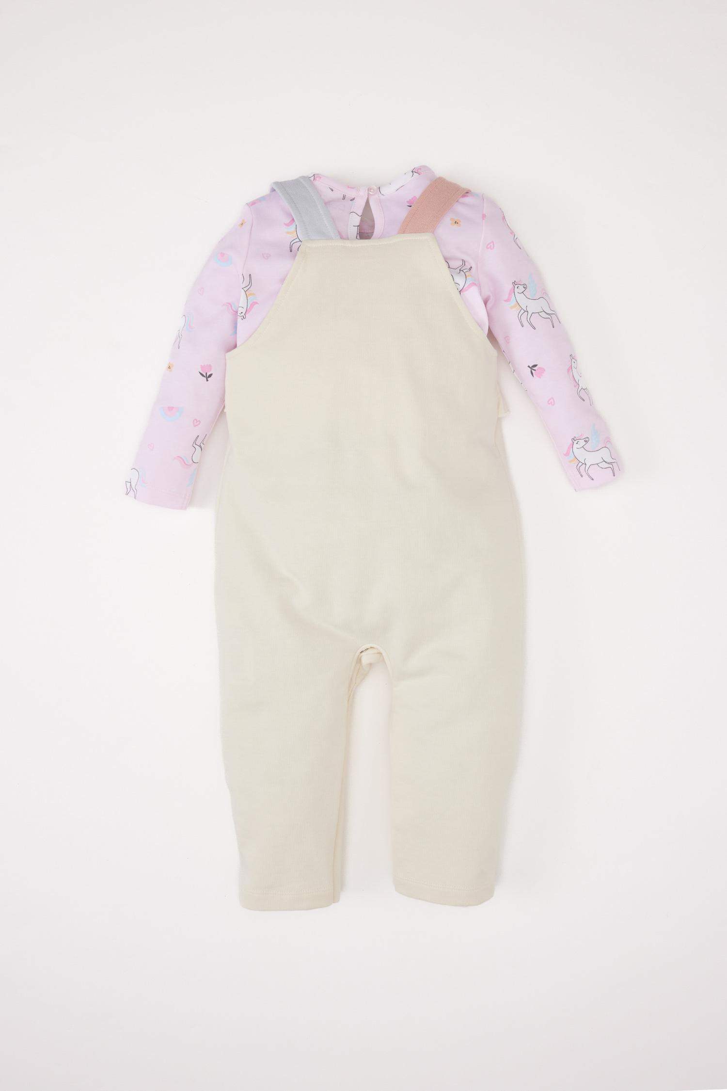 Girl Baby 2 Pcs Suit Unicorn Printed Sweatshirt Salopet Jumpsuit