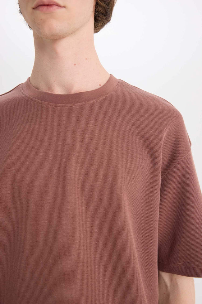 100% Cotton Boxy Fit Crew Neck Short Sleeve T-Shirt Hover Image