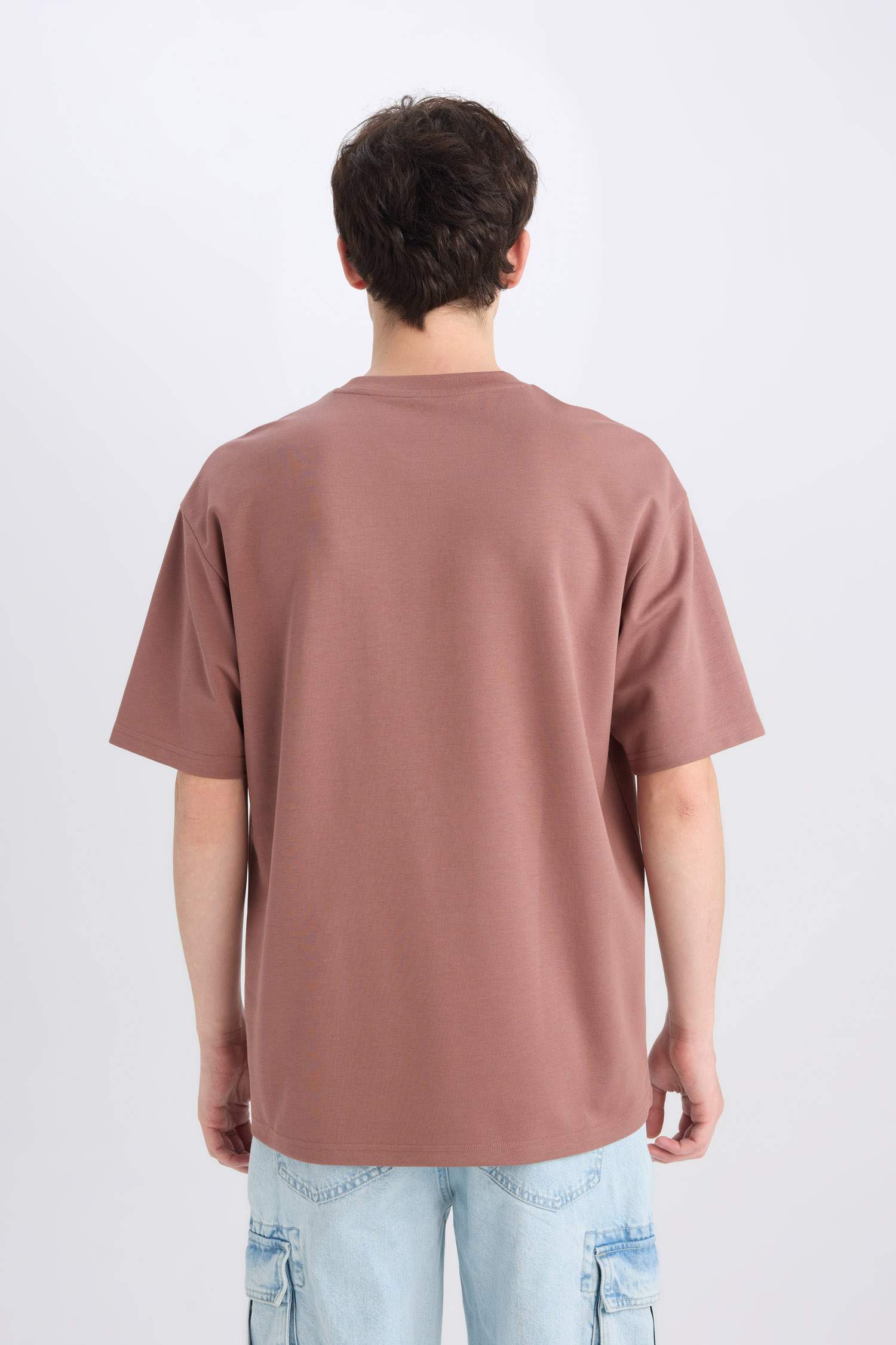 Boxy Fit Crew Neck Printed Heavy Fabric T-Shirt