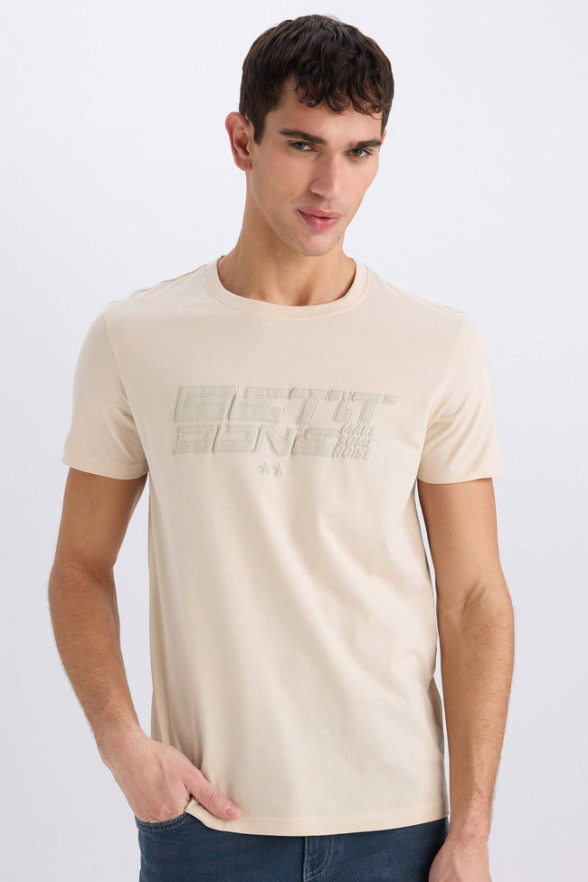 Slim Fit Crew Neck Printed Short Sleeve T-Shirt Hover Image