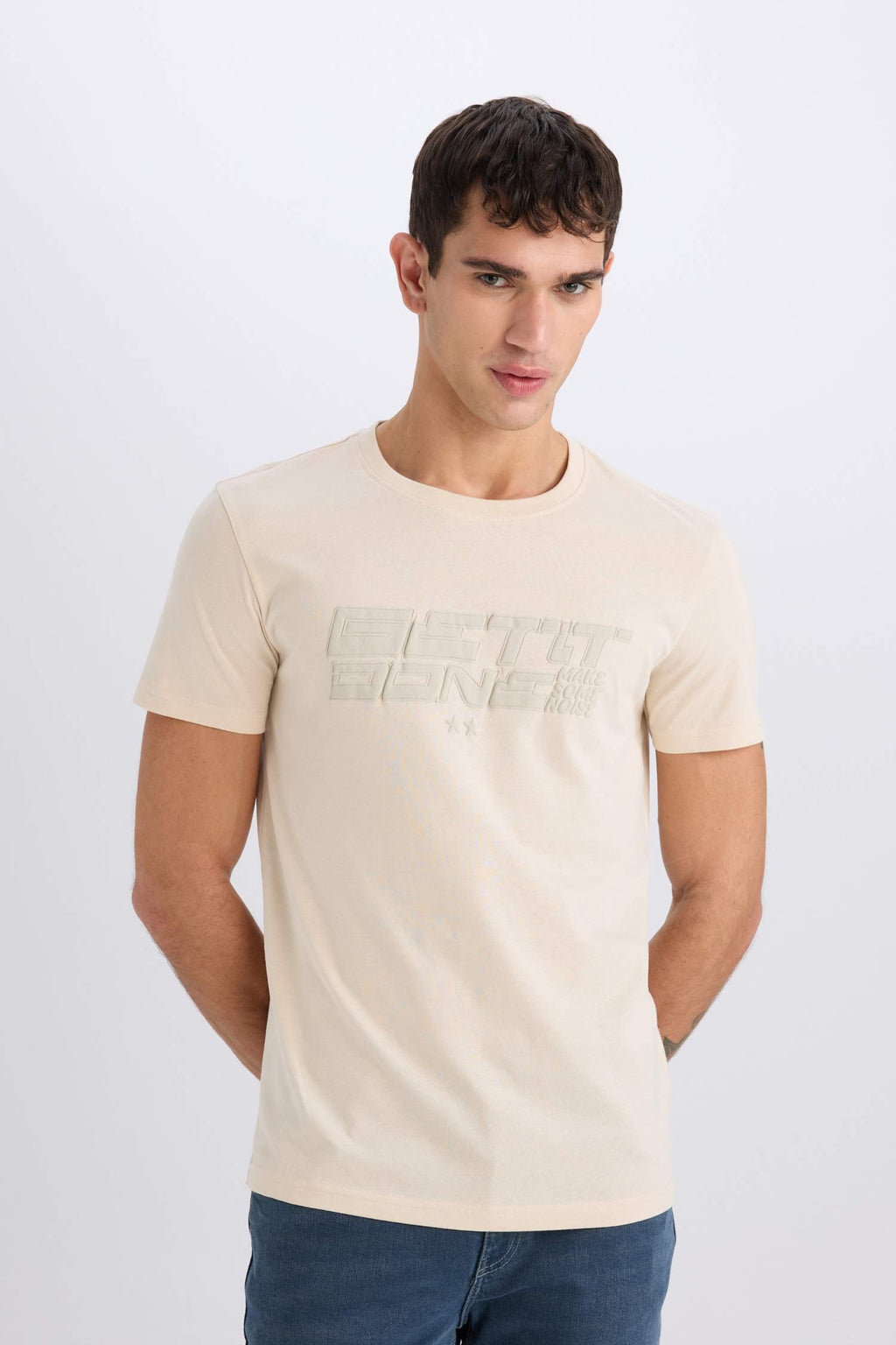 Slim Fit Crew Neck Printed Short Sleeve T-Shirt