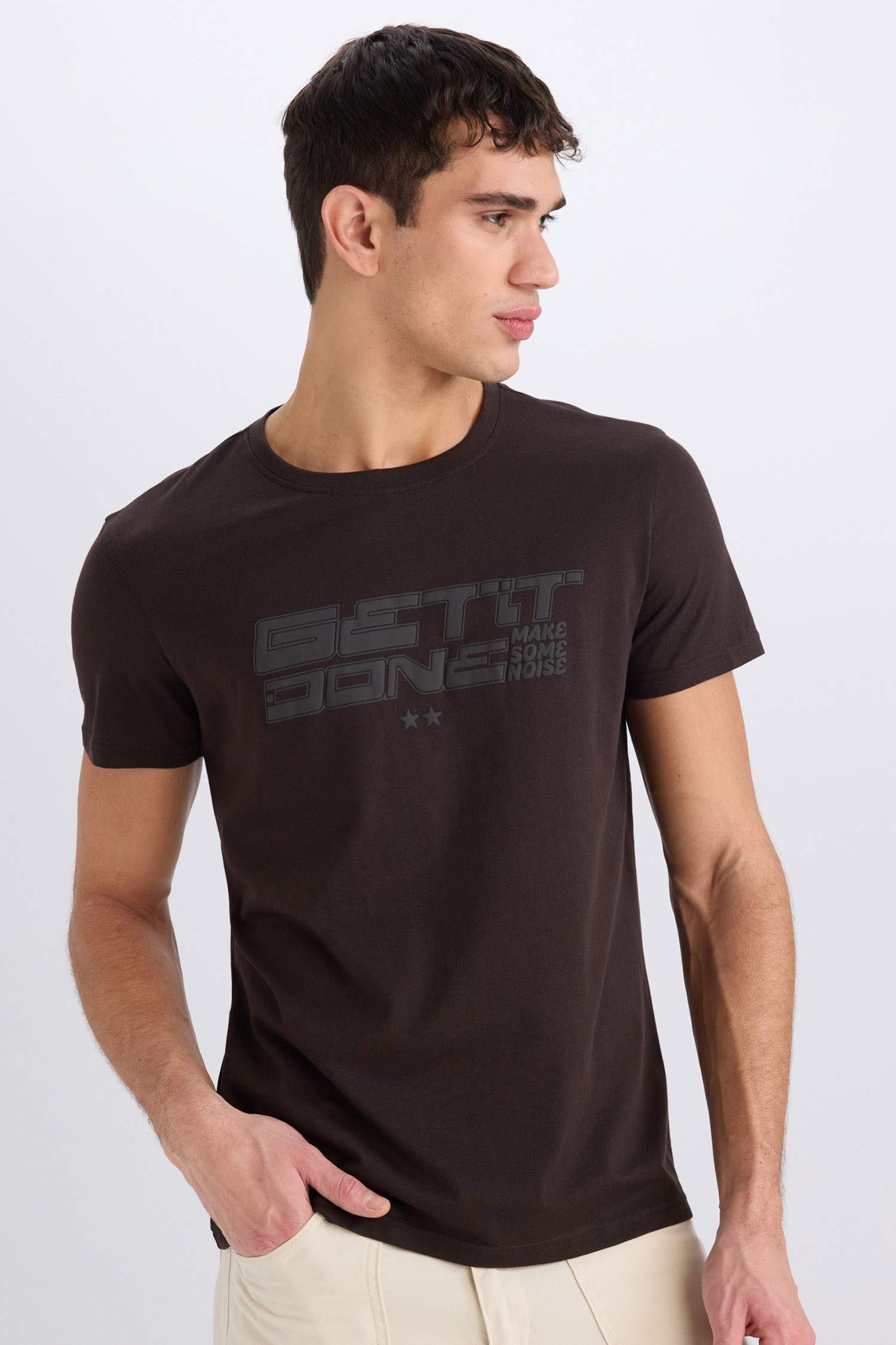 Slim Fit Crew Neck Printed Short Sleeve T-Shirt