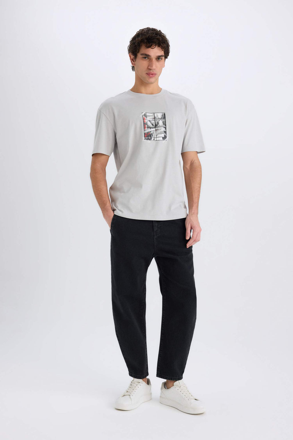Boxy Fit Crew Neck Printed T-Shirt