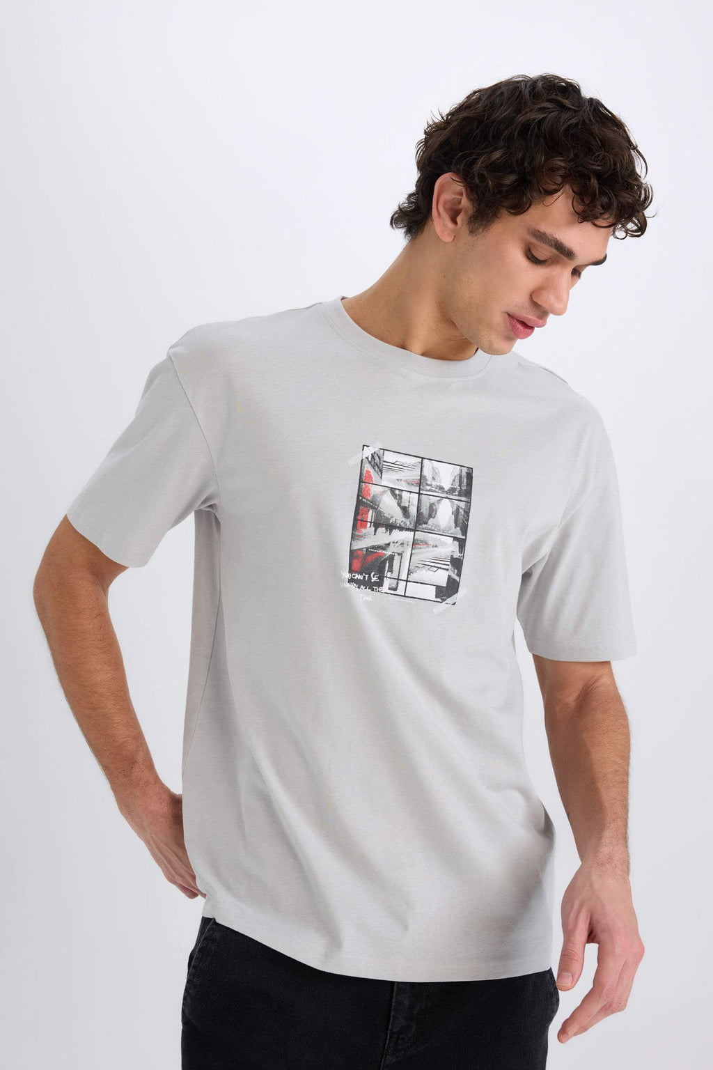 Boxy Fit Crew Neck Printed T-Shirt