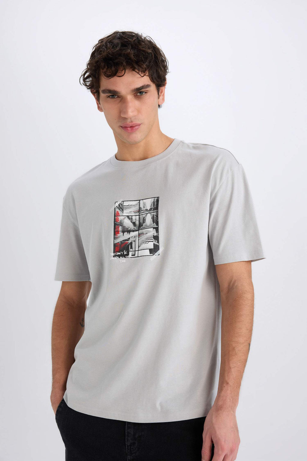 Boxy Fit Crew Neck Printed T-Shirt