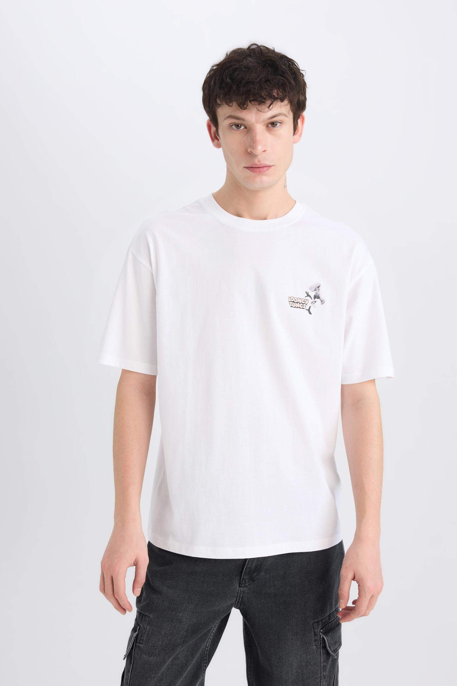 Boxy Fit Looney Tunes Licensed Crew Neck Printed T-Shirt