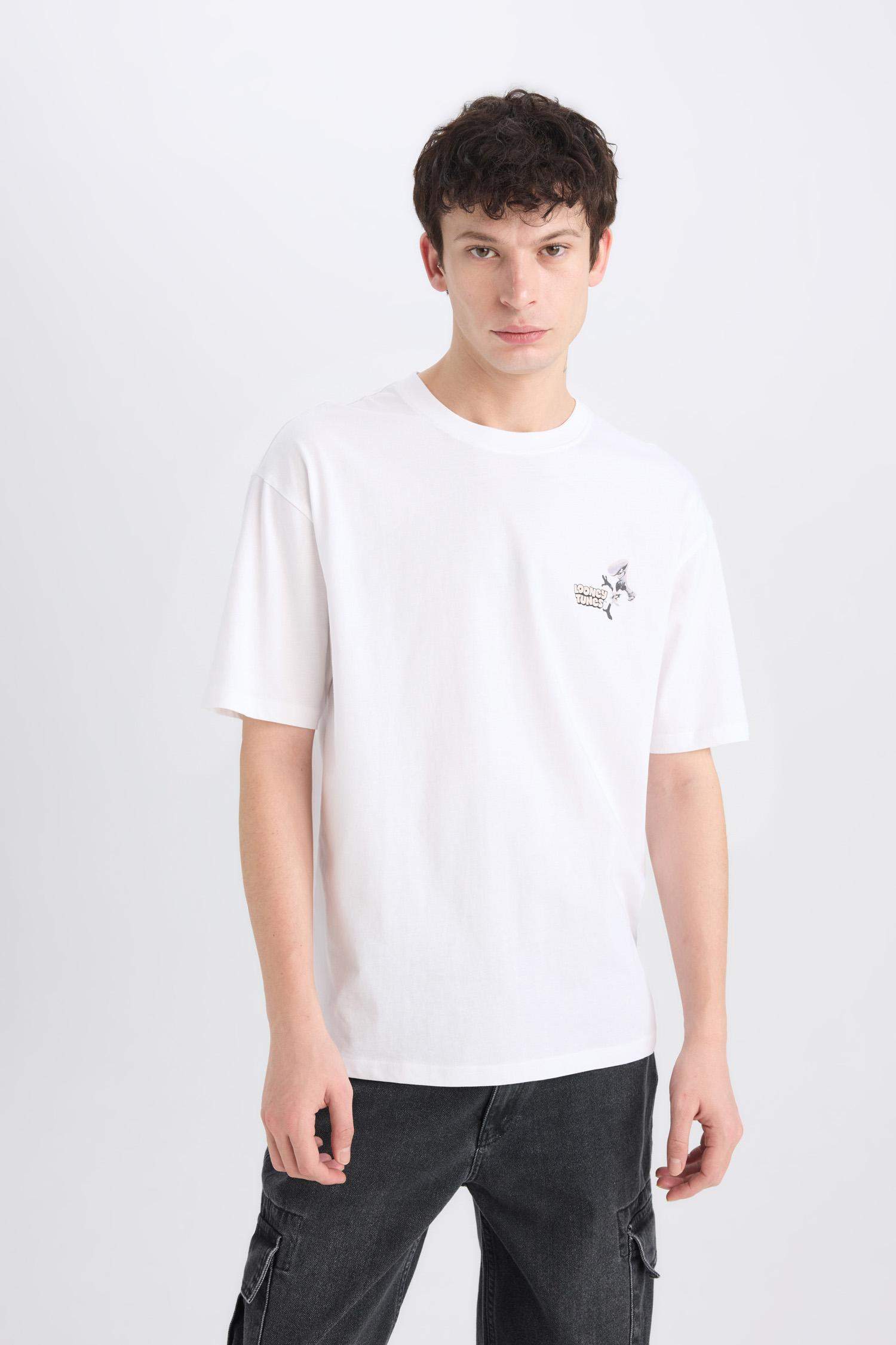 Boxy Fit Looney Tunes Licensed Crew Neck Printed T-Shirt