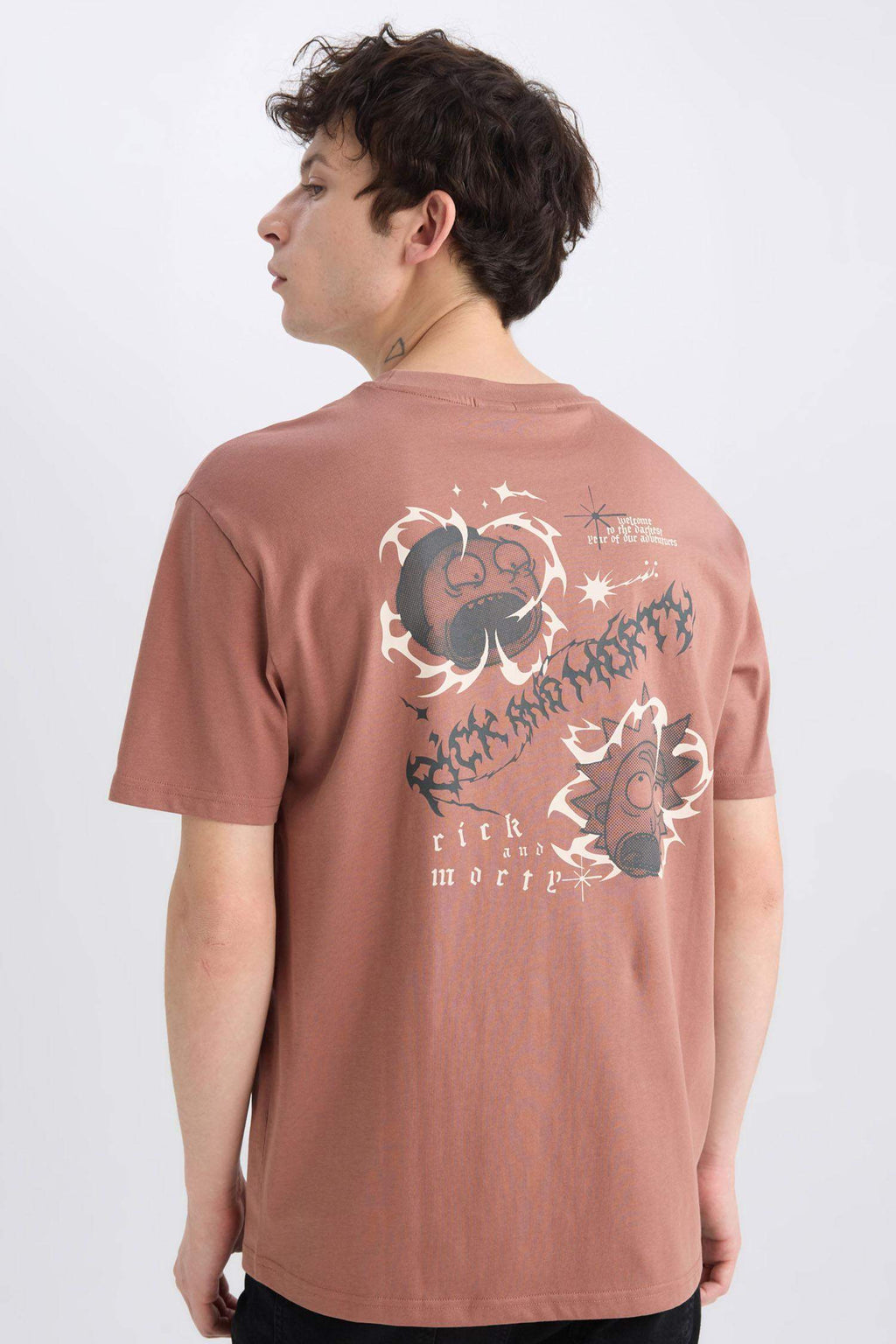 Regular Fit Rick and Morty Licensed Crew Neck Printed T-Shirt