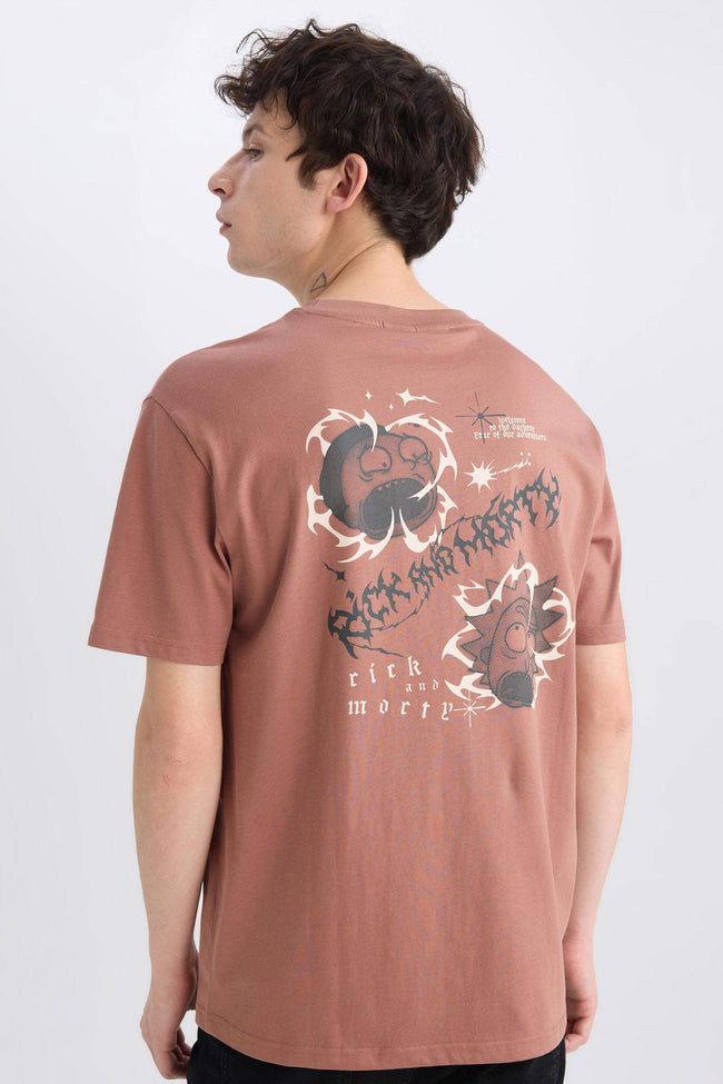 Regular Fit Rick and Morty Licensed Crew Neck Printed T-Shirt Hover Image