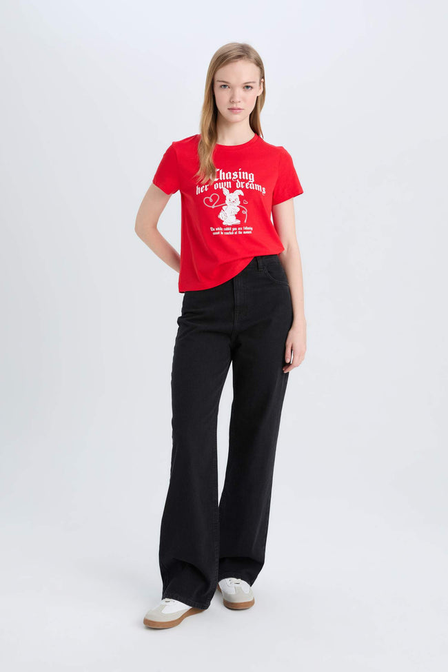 Regular Fit Crew Neck Printed Short Sleeve T-Shirt Main Image