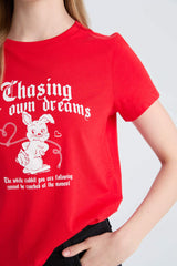 Regular Fit Crew Neck Printed Short Sleeve T-Shirt