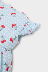 Girl Baby Patterned Short Sleeve Flamed Poplin Dress