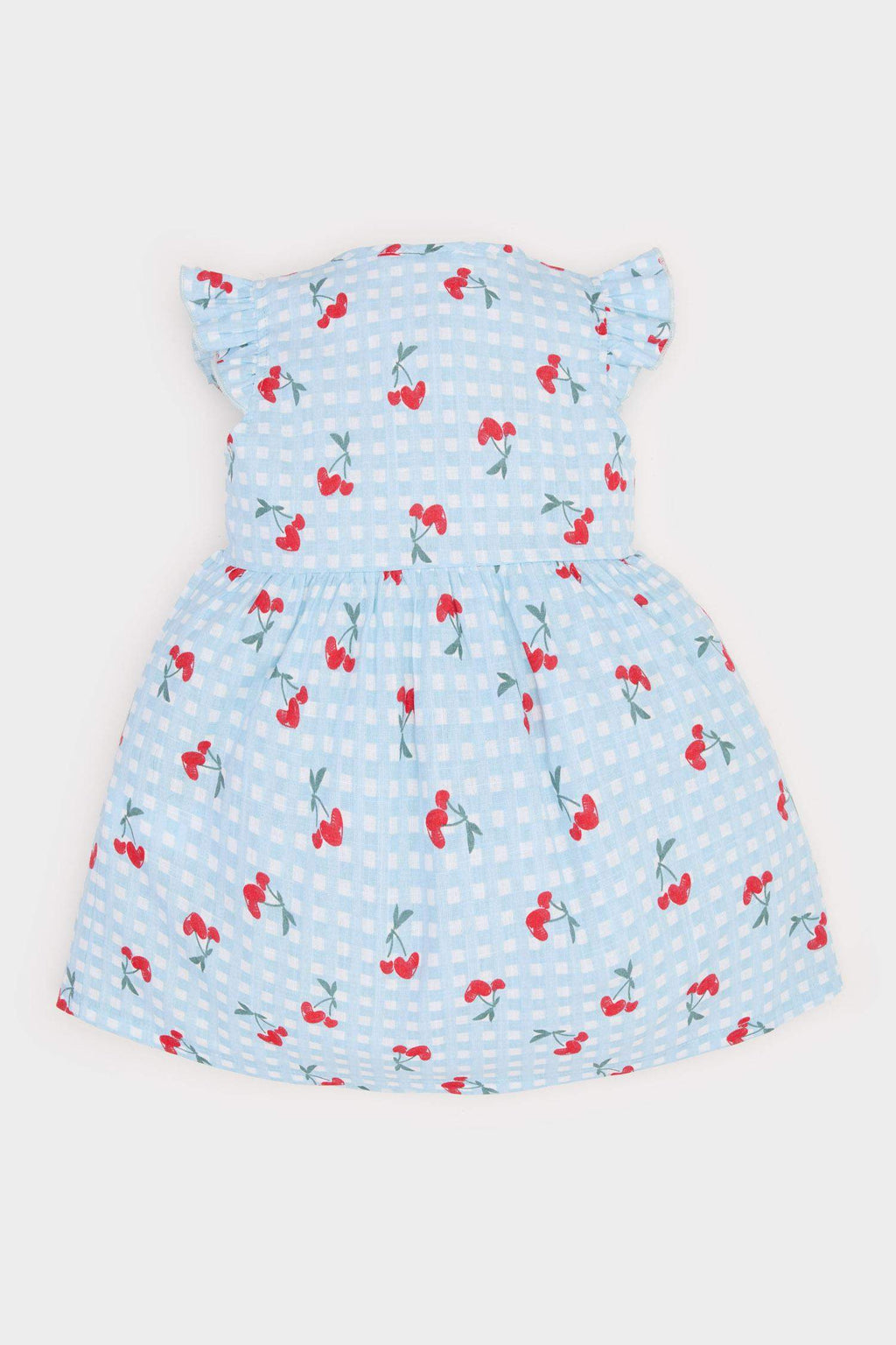 Girl Baby Patterned Short Sleeve Flamed Poplin Dress