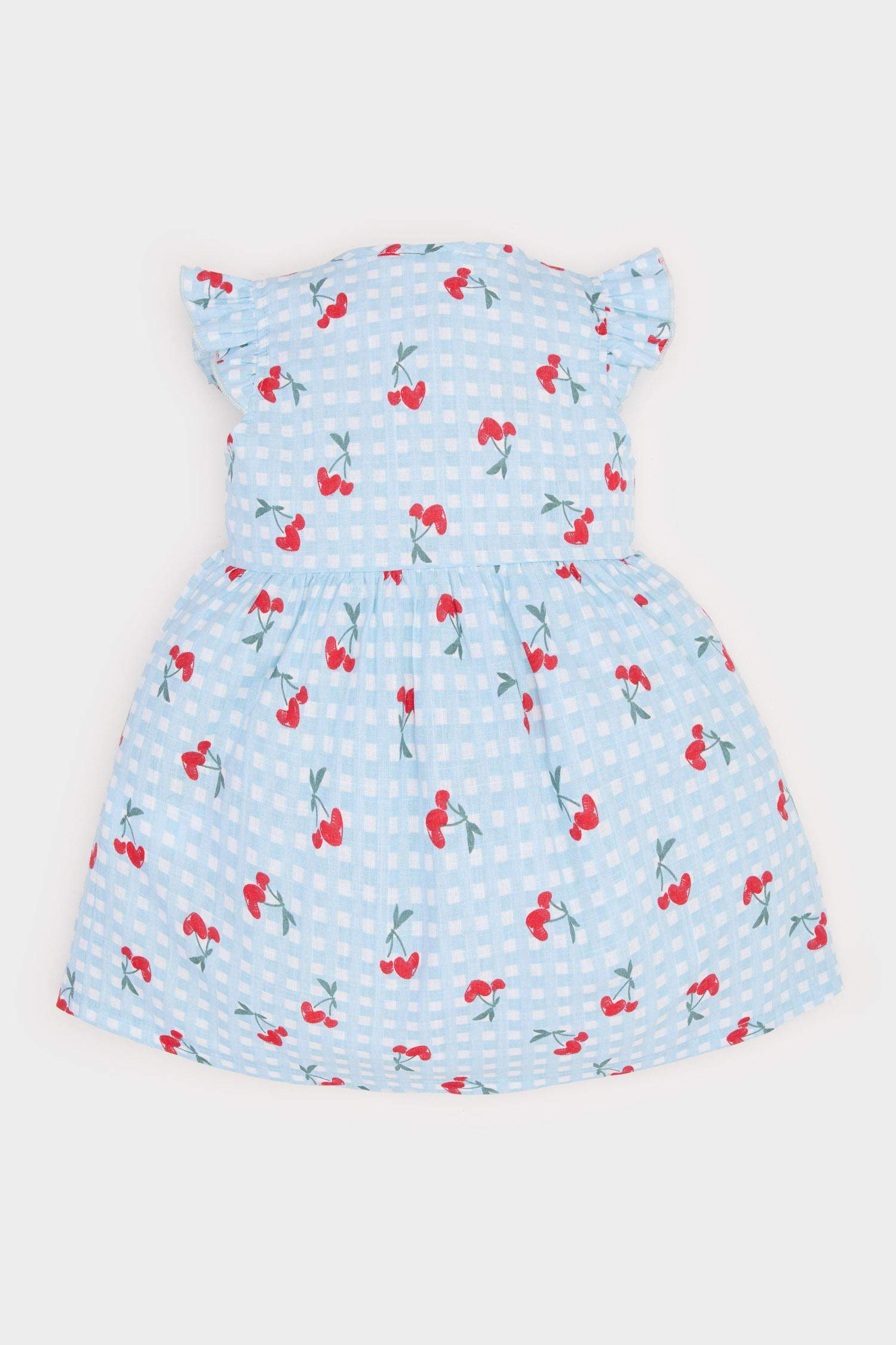Girl Baby Patterned Short Sleeve Flamed Poplin Dress