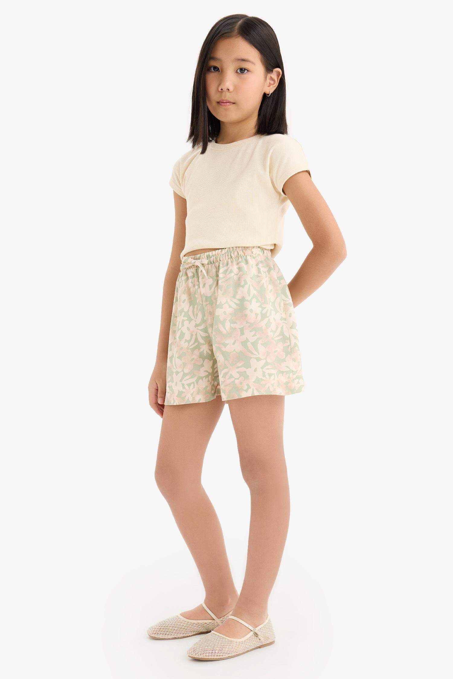 Girl Floral Patterned Viscose Shorts