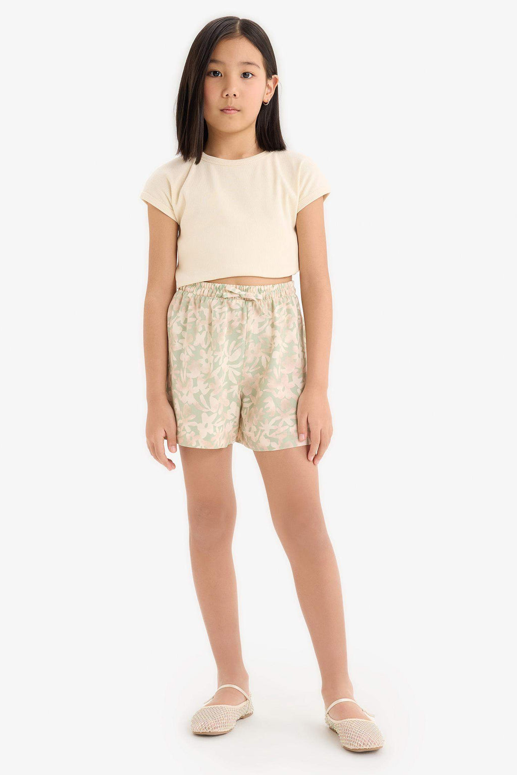 Girl Floral Patterned Viscose Shorts